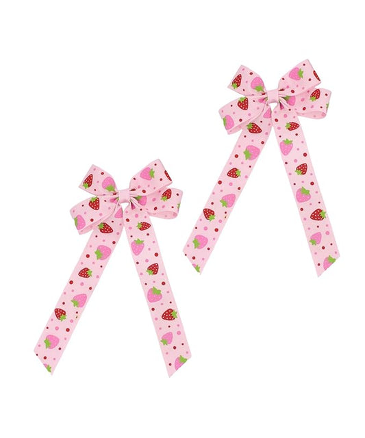 Strawberry Snap Clips Baby Girls Fruit Hair Bow Clips Strawberry Hair Ring Tie BBW24 (Set-K)
