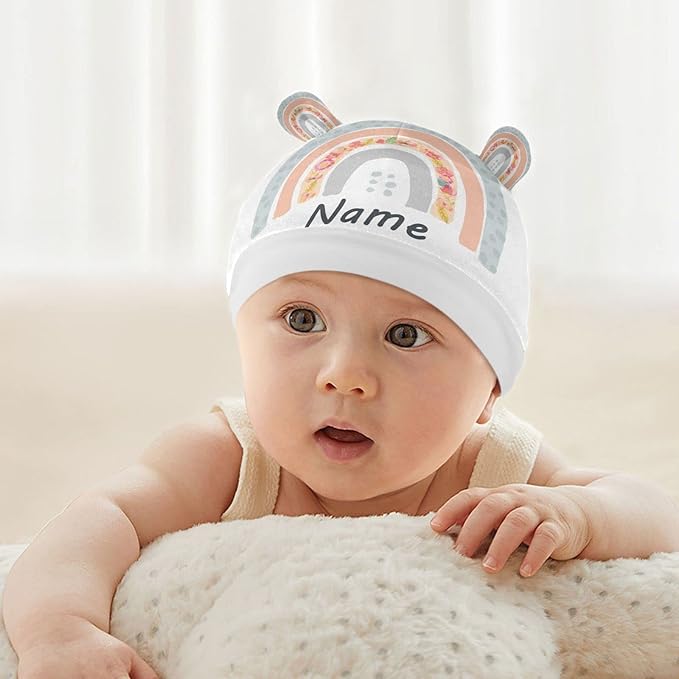 Personalized Boho Rainbow Baby Car Seat Cover, Customized Name Nursing Covers Breastfeeding Scarf Infant Carseat Canopy, Custom Shower Gift for Newborn Girls Babies