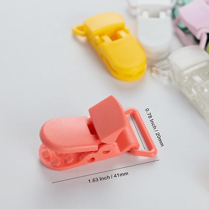 30-Pack Pacifier Clip Replacement Ends - BPA-Free Plastic Fasteners for DIY Baby Crafts, Sewing Bibs & Blankets Straps (3/4 Inch, Random Color)