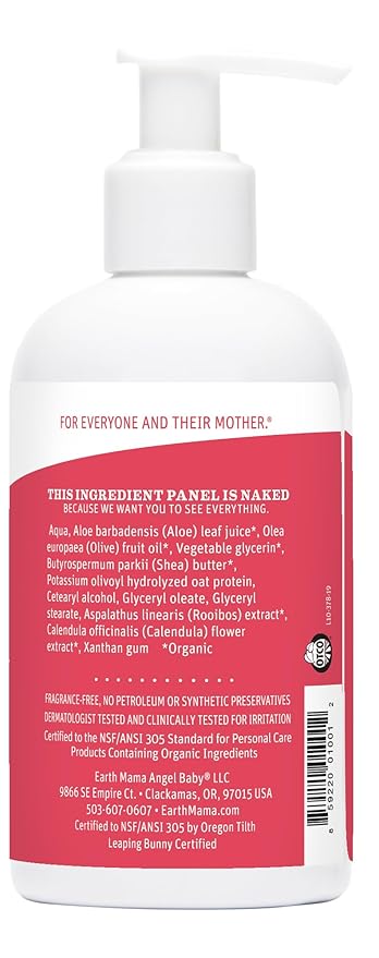 Earth Mama Simply Non-Scents Baby Lotion for Dry Skin, Calendula Cream for Newborn Skin Care, Children's Moisturizer with Aloe Juice, Rooibos, & Shea Butter, Fragrance Free, 8-Fl oz (2-Pk)