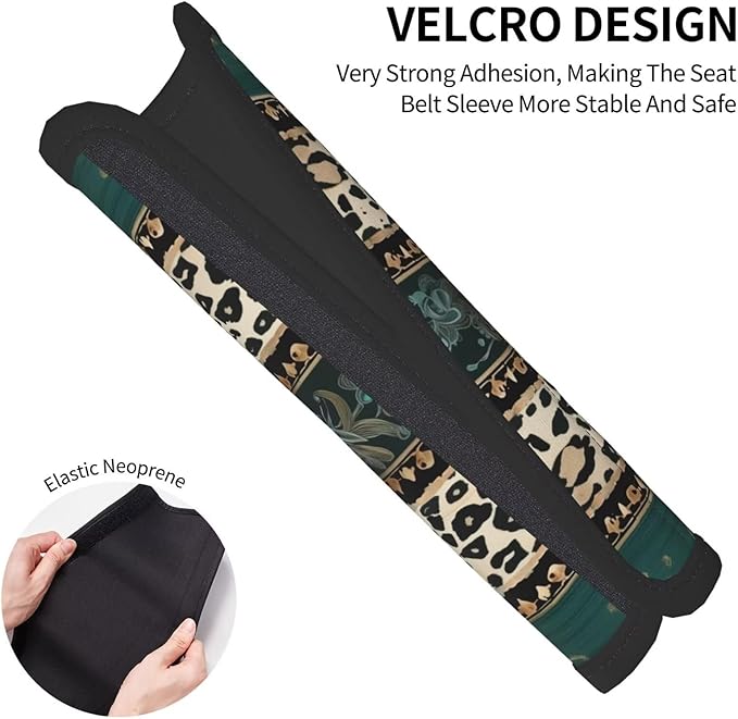 2 Pack Car Seat Belt Pads Leopard Cheetahs Car Seatbelt Cover Seatbelt Protector Aztec Green Soft Seat Belt Shoulder Strap Cover Comfort Harness Pad Car Seat Belt Comfort Pad