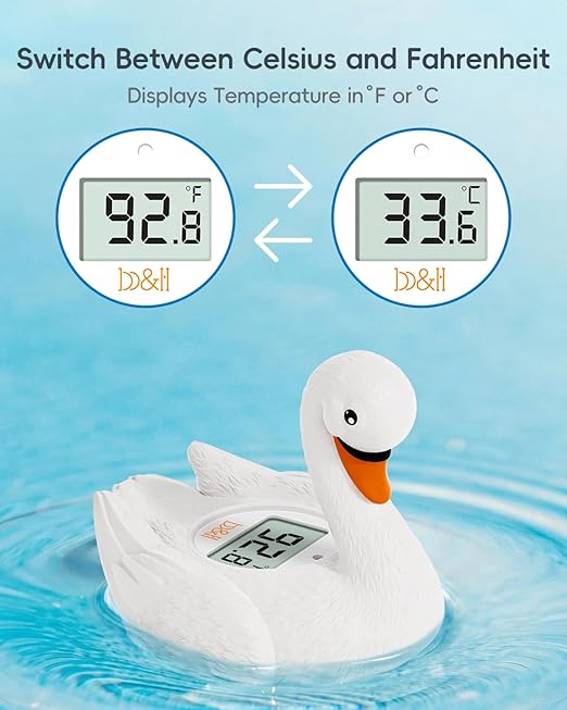 b&h Baby Bath Thermometer, Swan Digital Infant Bathtub Thermometer - Reliable Temperature Readings - Easy to Read Screen - Waterproof, Safe Floats in Water Toy, Newborn Must Haves