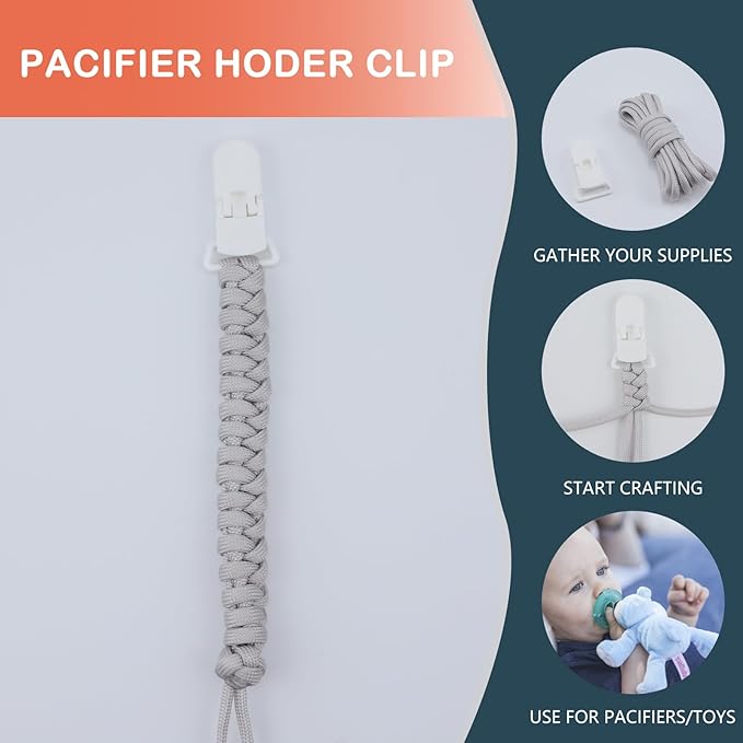 10-Pack Pacifier Clip Replacement Ends - BPA-Free Plastic Fasteners for DIY Baby Crafts, Sewing Bibs & Blankets Straps (3/4 Inch, Gray)