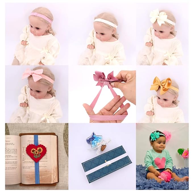 Jomila Pack of 24 Interchangeable Nylon Headbands for Newborn Toddler Baby Girls High Stretchy Add-A-Bow Elastic Head Bands (FOE 24 colors)