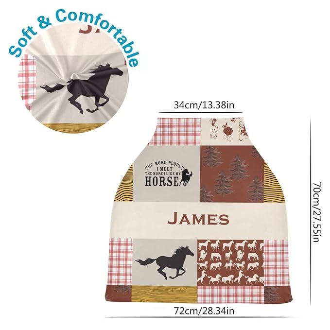 Personalized Baby Car Seat Cover for Girls Boys, Custom Western Horse Nursing Covers for Breastfeeding, Customized Infant Stroller Canopy, Baby Carseat Cover for Newborn, Car Seat Canopies