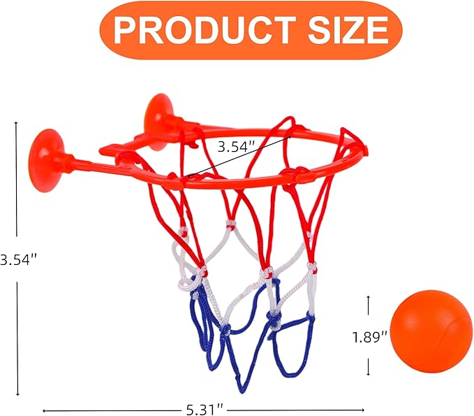 2,5or10 Bath Toys for Toddlers-Bathtub Basketball Hoop for Kids-Bath Toys Shower Toys for Kids Ages 3-8-Suction Cup Basketball Hoop & 2 Soft Balls Set for Boys Girls (10)