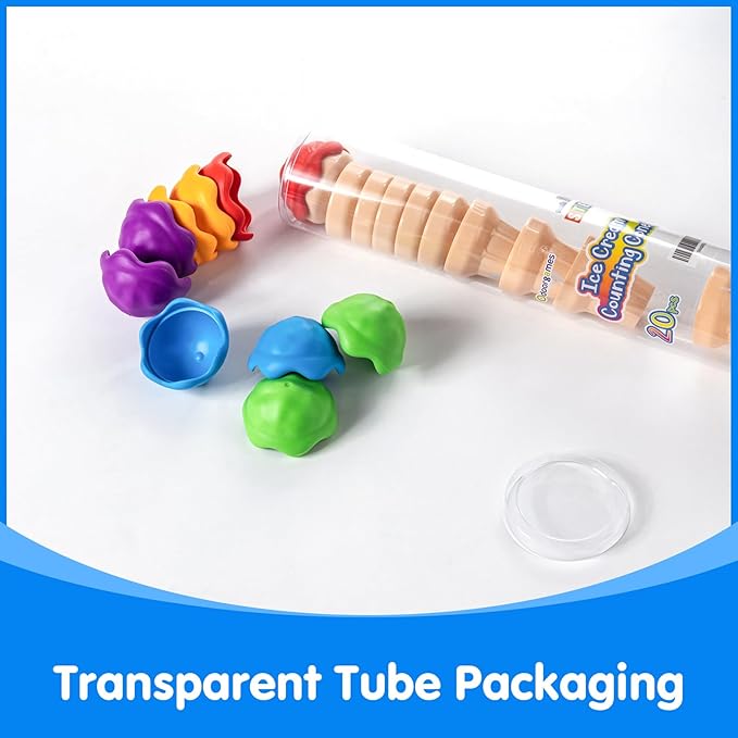 Ice Cream Counting Cones 1-10 – Number Matching Toy for Toddlers – 10 Cones + 10 Stacking Scoops, Educational Preschool Learning