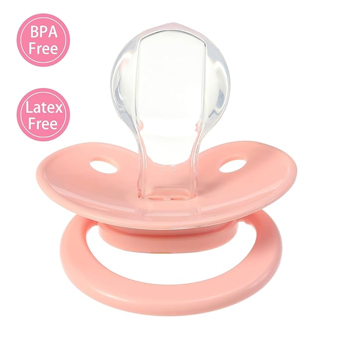 Cute Silicone Adult Pacifiers Pink: Big Shield Binky for Anxiety - Large Size Butterfly Shaped Paci with Handle Dragon Printed
