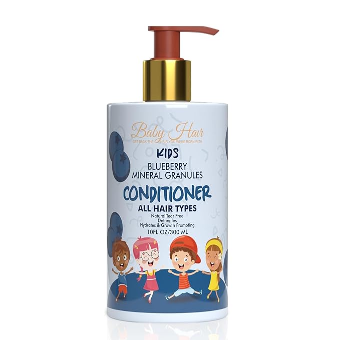 BABY HAIR - Blueberry Mineral Kids Hair Conditioner, Sulfate-Free Toddler Hair Conditioner, Hair Conditioner for Kids with Blueberry & Strawberry Oil, Aloe Vera, and Biotin, 10 fl.oz