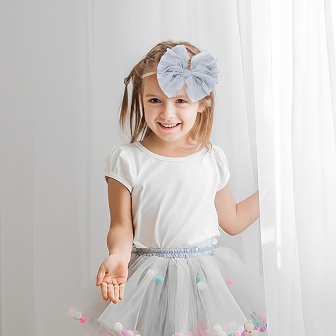 Baby Girls Stretchy Soft Knot Headbands with Hair Bows Newborn Toddler Hairbands Infant Toddlers Kids Hair Accessories Purple Gray Pink 3 PCS