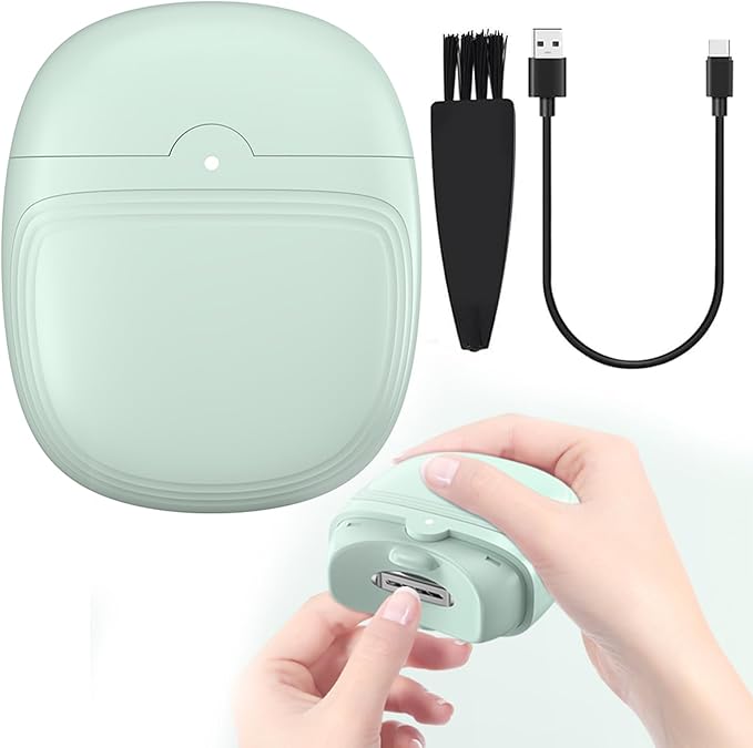 Electric Nail Clipper, Automatic Electric Baby Nail Clippers, Adjustable 2 Speed Levels Nail Clippers, Protable Electric Nail Trimmer with Light & Silent for Babies Kids Adults Seniors (B-Green)