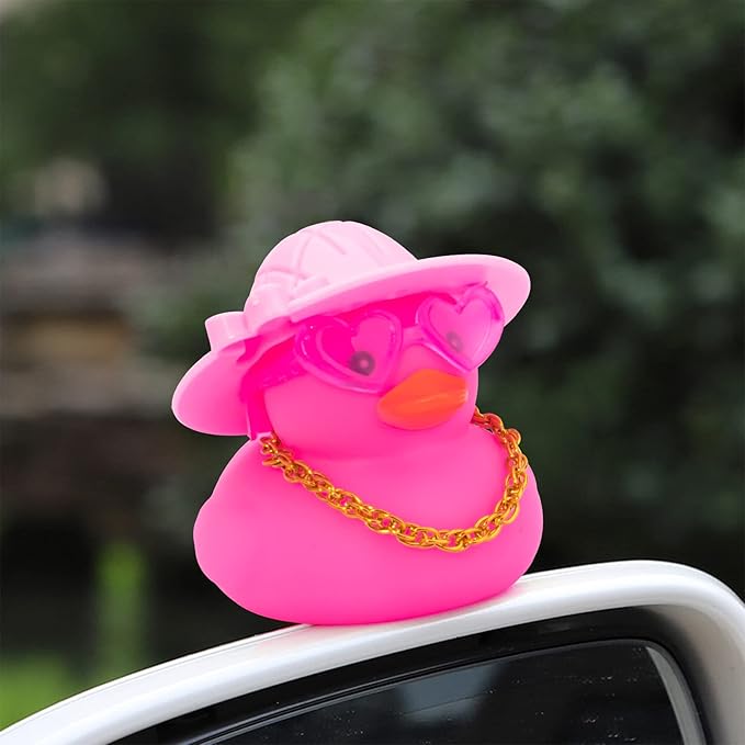 wonuu Car Accessories Rubber Ducks Dashboard Decorations Rubber Duck Pink Accessories Dashboard Duck Car Decorations Car Ducks for Dashboard Car Duck Car Dashboard Decorations, heart-butterfly