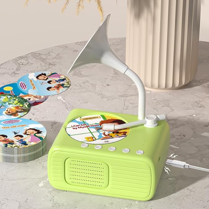 2026 New Kids Phonograph with 99 Cards – Toddler Record Player, Kids Storytelling Machine, Music Player for 3+ Years Old, Educational Phonograph for Boys and Girls (Green)