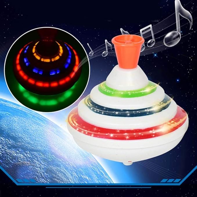 Toyvian Music Spinning Top Toy Light Up LED Spin Toys Flashing Spinner Gyroscopes Toy for Easter Birthday School Party Toy Favor