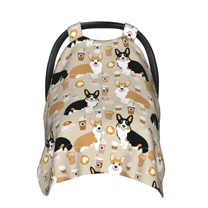 Corgi Gifts for Corgi Lovers Baby Car Seat Canopy Cover 39x27.5 Inches Multi Use Nursing Cover for Newborn Canopy Mom Nursing Breastfeeding Covers