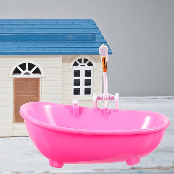Yardwe Doll Bathtub Toy Set 2Pcs Miniature Bathtubs with Spray for Kids, Mini House Decor Prop for Kids, Play and Bath Time Fun