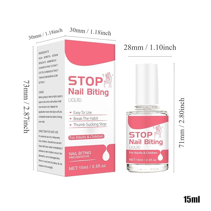 Nail Biting Stopper - 15ml Biting Polish, Bitter Tasting Nail Protection Solution for Kids & Adults
