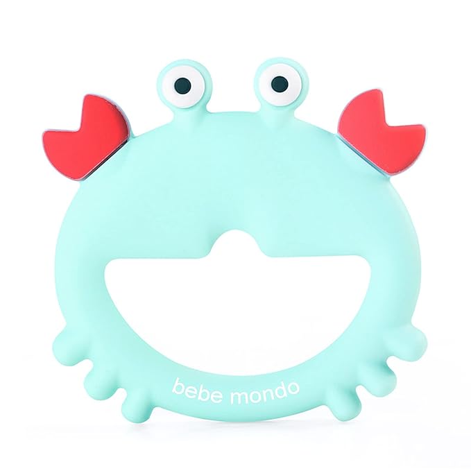 Teething Toys 3-6 Months, Teethers for Babies 3-6 6-12 Months for Teething Relief, Baby Teether Teething Toys 100% Silicone, Newborn Infant Sensory Baby Toys 0-6 Months,bebe mondo (Crab)