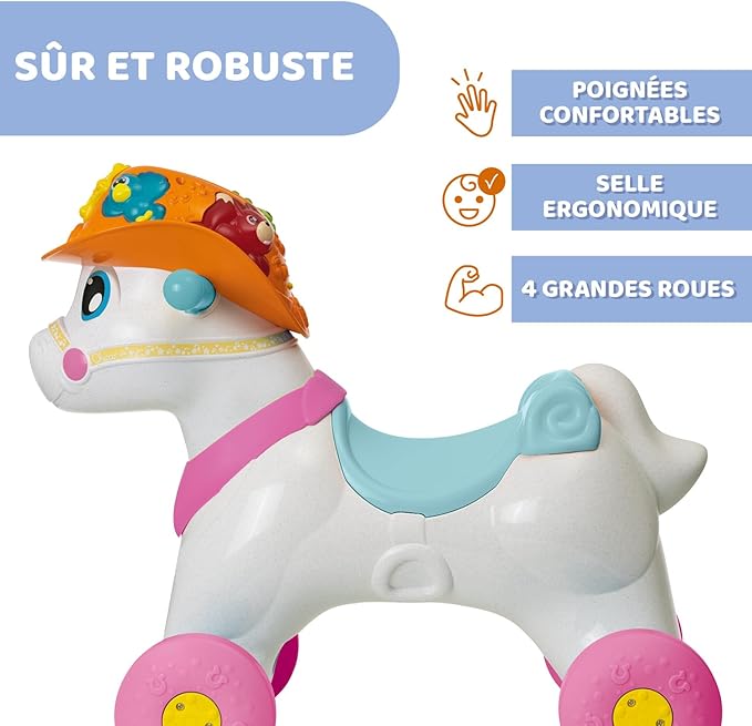 Chicco Miss Baby Rodeo Rocking Horse for Kids Educational Interactive Game Girl Riding Horse with Sound Effects, Max 25kg, Kids Games 1-3 Year
