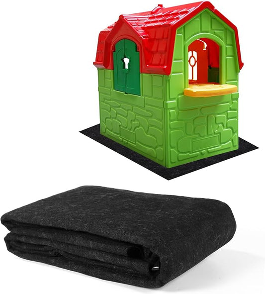 Outdoor Playhouse Mat, 47x59in Felt Play House Kids Baby Activity Pad Rug with Waterproof Non-Slip Backing Portable Storage Outside Game Area Shed Floor Mat Accessories for Garden Backyard Lawn Patio