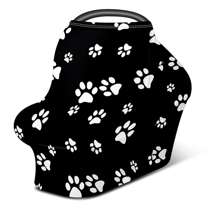 Baby Car Seat Stroller Covers Dog Paw Print Black Nursing Cover Breastfeeding Scarf Soft Breathable Stretchy Coverage Carseat Canopy Cover for Boys and Girls Soft Breathable Multi Use