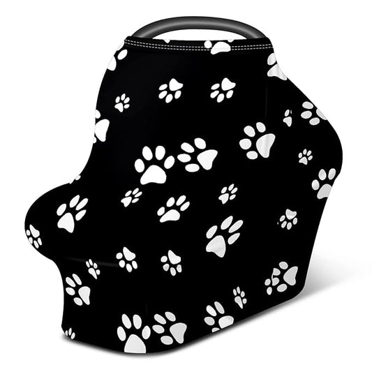 Baby Car Seat Stroller Covers Dog Paw Print Black Nursing Cover Breastfeeding Scarf Soft Breathable Stretchy Coverage Carseat Canopy Cover for Boys and Girls Soft Breathable Multi Use