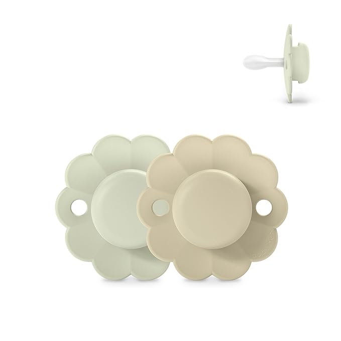Suavinex Wonder Baby Pacifier, SX Pro Silicone Nipple, Reversible, Non Irritating Shield Design, 2 Pk Pacifiers 0-6 Months, Made in Europe, Aqua/Gray