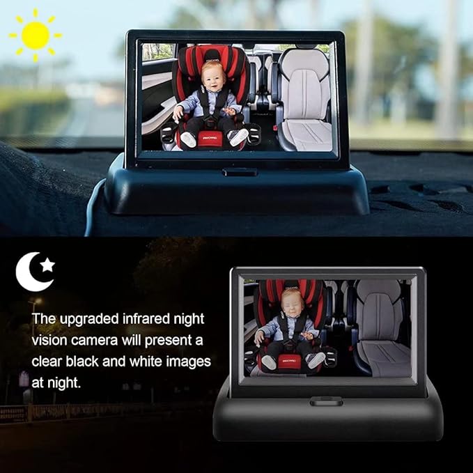 Baby Car Mirror Safety Seat Mirror Camera and Monitor with Infrared Night Vision Best Baby Monitor for Car Seat