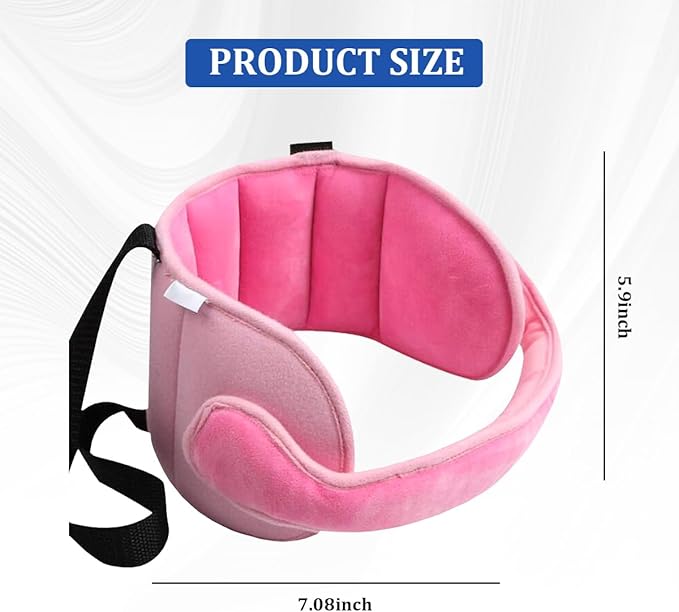 Car Seat Head Support, Soft Comfortable Adjustable Seat Neck Relief Support Band for Sleeping Kids, Automotive Headrest Holder Strap for Toddler Children Infant, Universal Fit (Pink)