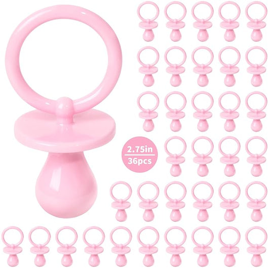 36 Plastic Pacifiers for Baby Shower Game, 2.75’’ Baby Shower Pacifiers, Pink Pacifiers Baby Shower Decoration DIY, Gender Reveal Party Table Scatter/Baby Shower Party Favors (Pink)