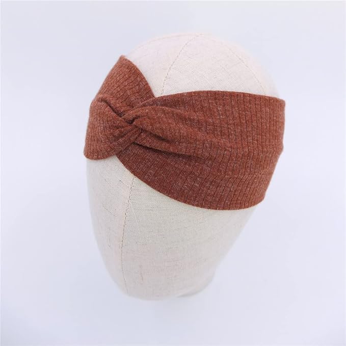 Sugarmelon Baby Headbands Stretchy Hairbands Hair Bow Elastics for Baby Girls Newborn Toddlers Infant Kids Turban Headband (Cross Headband Taupe)