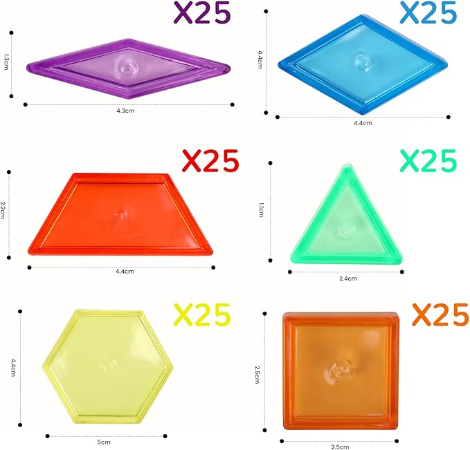 140 Pcs Translucent Pattern Blocks for Light Table, 6 Colors & Shapes Educational Light Table Manipulatives and Accessories