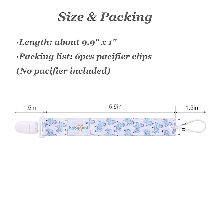 babygoal Pacifier Clips, 6 Pack Pacifier Holder Fits for Most Baby Pacifiers and Binkies