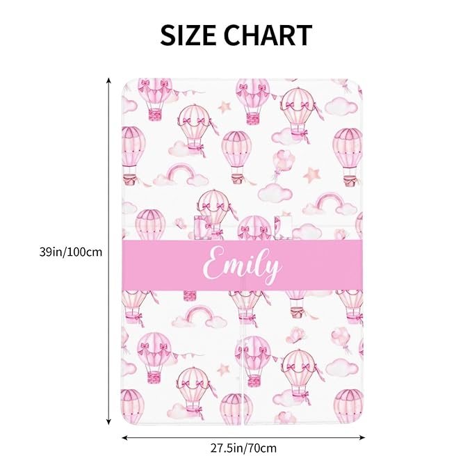 Personalized Baby Car Seat Canopy for Babies, Custom Name Car Seat Covers for Baby Girl, Hot Air Balloons Opening Minky Nursing Breastfeeding Cover for Infant, Carseat Canopies for Newborn