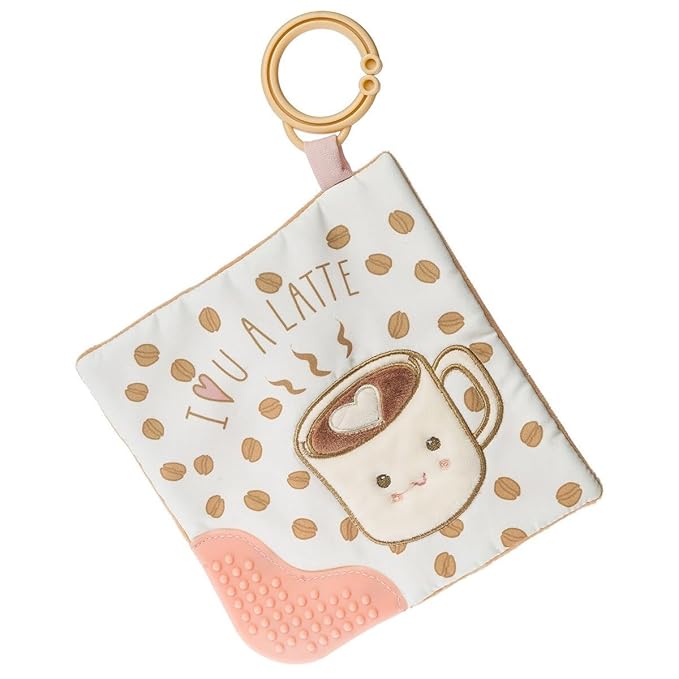 Sweet Soothie Crinkle Teether Toy with Baby Paper and Squeaker, 6 x 6-Inches, Latte