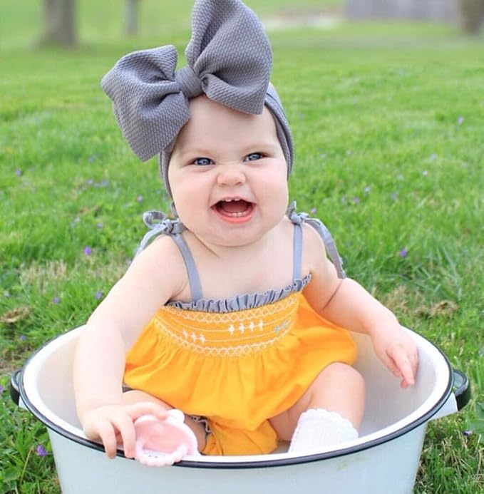 KIDOCHEESE Big Bows Baby Girl Headbands with Bows Elastics Nylon Hairbands Oversized Head Wraps Large Hair Bow Hair Accessories for Baby Girls Newborn Infant Toddlers Kids