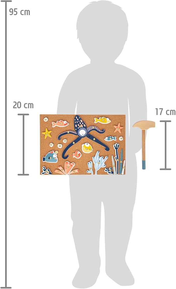 Small Foot Sealife 12263 Wooden Hammer Game with Large Selection of Motif Elements Including Cork Board from 3 Years