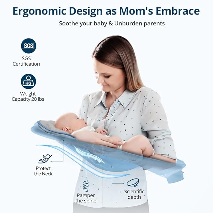 Bioby Baby Swing for Infants with 5 Natural Sway Speeds, Portable Bt Music Baby Swing with Remote Control & 5-Point Harness, Lightweight Baby Rocker for 5-20 Lb,0-12 Months Blue