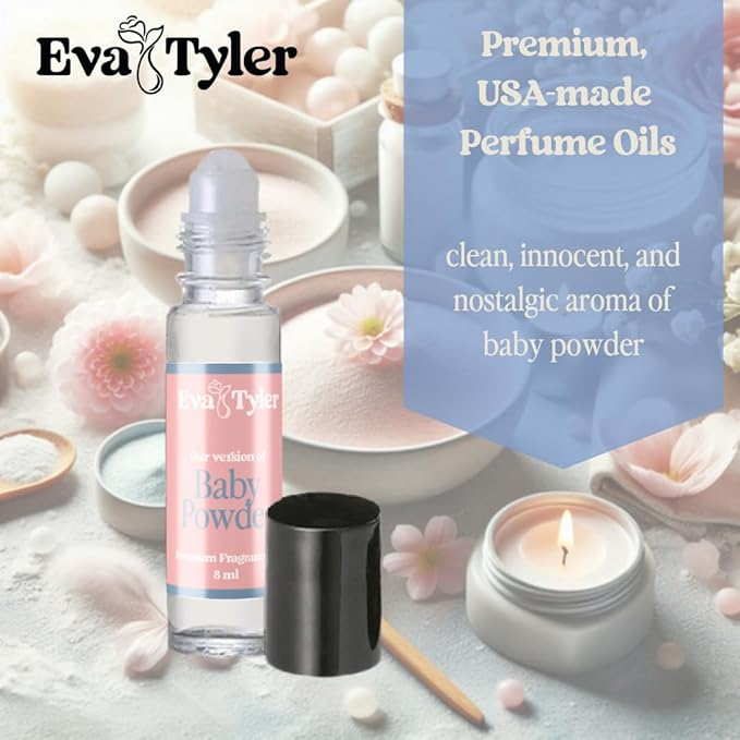 Baby Powder Premium Perfume Roll on | USA made | Long-lasting | Women's (Roll on 8ml)