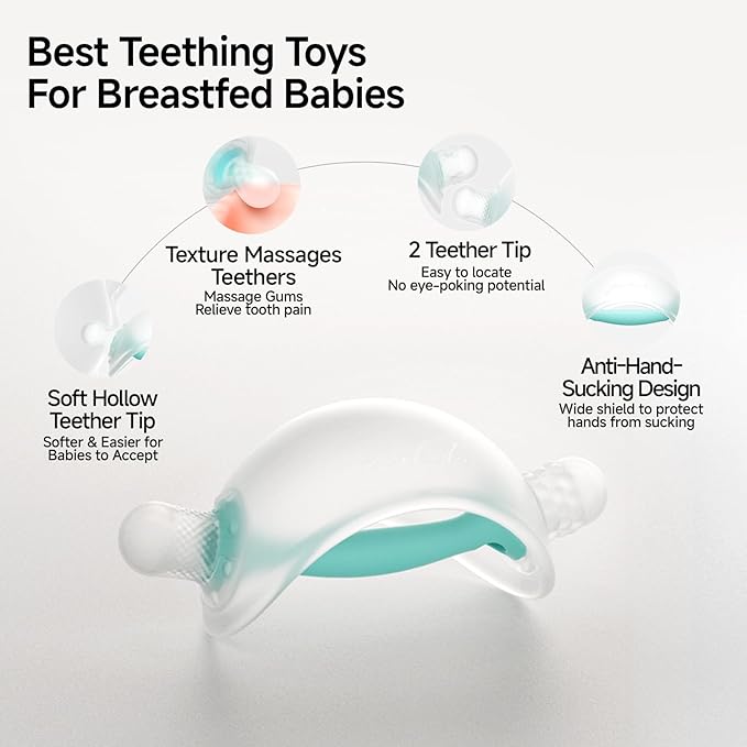 Garkoko Baby Teething Toys, No-Drop Silicone Baby Teether Toy for Babies 3-6 Months & 3-18 Months, BPA-Free Infant Teether for Teething Relief