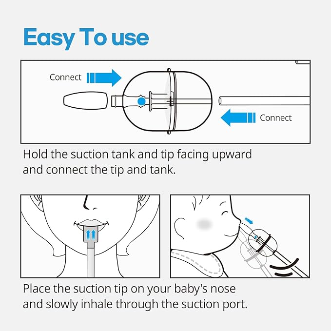 Hubibaby Nasal Aspirator Safe and Hygienic Nose Cleaner Mucus Remover, Cleanable & Reusable Nasal Congestion Relief, Safe & Easy Nasal Congestion Relief for Newborns & Toddlers, BPA & Phthalate-Free