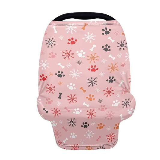 AFPANQZ Pink Snow Stretchy Baby Car Seat Covers for Boys Girls Infant Car Canopy Spring Autumn Winter Snug Warm Breathable Windproof Open Peep Top Universal Fit