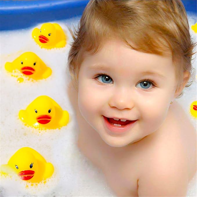 31-Pieces Float & Squeak Mini Rubber Duck Baby Bath Ducky Sound ShowerToys for Kids Celebrate The Joy of The Children