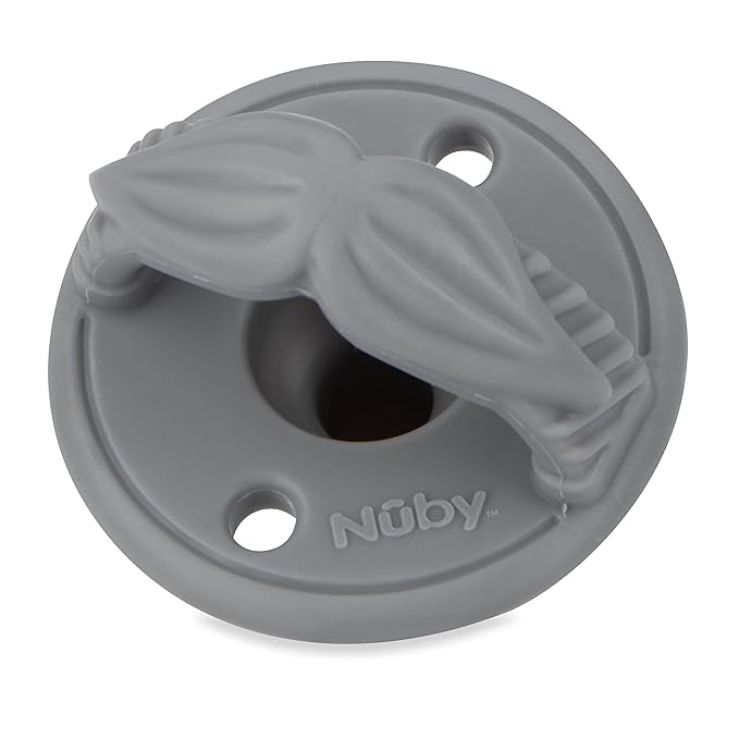 Nuby 3-D Sili Soother Pacifiers with Soft Handle and Two Safety Air Holes, 2 Pack, 0+ Months, Blue Spaceship and Gray Mustache