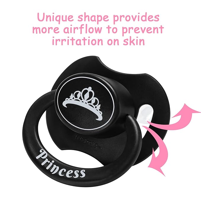 LittleForBig Bigshield Generation-II Adult Sized Printed Pacifier Princess Crown Pattern Black