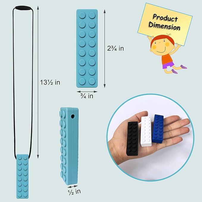 Chew Necklaces for Sensory Kids, 7 Pack Chewy Necklace Sensory Toys for Kids with Autism, Anxiety, ADHD, SPD, Silicone Chew Toys for Boys Girls Adults Chewing Biting Fidgeting