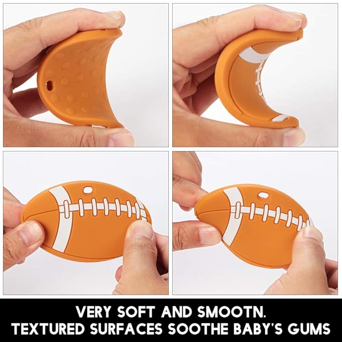 Sports Ball Series Baby Teething Toys,Food Grade Silicone Chew Teether for 3 Months+ Infant Boy and Girl,Toddler Sensory Chewing Teether,BPA Free (American Football)