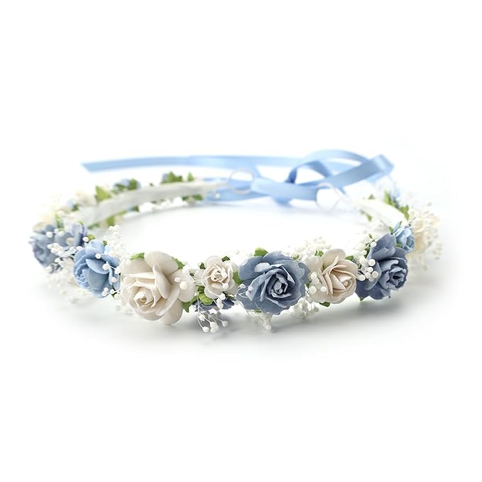 Flower Girl Crown with Baby's Breath Headpiece Floral Hair Wreath Rustic Wedding Hair Accessories Headband (Toddler)