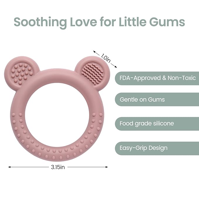 Eascrozn Baby Teething Toys 3-6 Months, Teethers for Babies 6-12 Months, Silicone Teething Ring Toys Easy to Grasp, Teething Relief for Baby Infant Toys, BPA Free