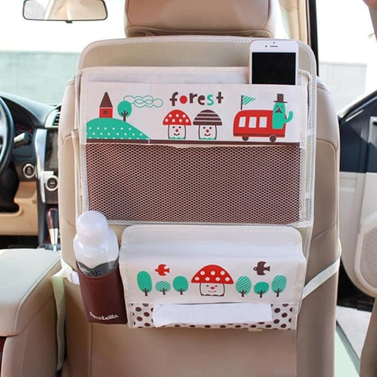 Cute Cartoon Car Backseat Organizer Auto Car Foldable Table Tray Seat Back Storage Bag Organizer for Baby Kid